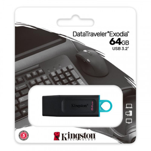 Флеш-накопичувач USB3.2 64GB Kingston DataTraveler Exodia Black/Teal (DTX/64GB)