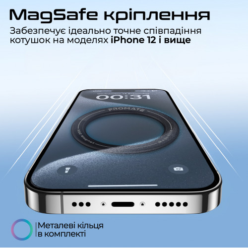 Тримач для смартфона магнітний Promate Magnetite Black