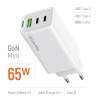 Мережевий зарядний пристрій ColorWay GaN Mini 65W PD Port PPS USB (USB-2C1A) White (CW-CHS058PD-WT)