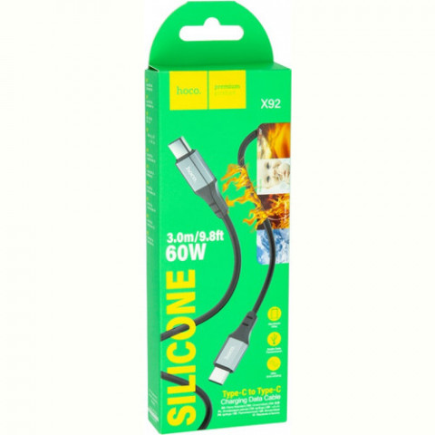 Кабель Hoco X92 USB Type-C - USB Type-C (M/M), 60W, 3 м, Black (CA913930)