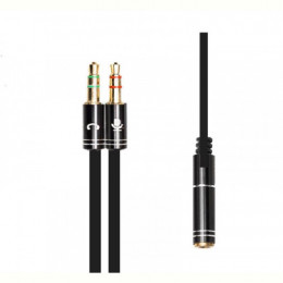 Аудіо-кабель XoKo 3.5 мм - 2х3.5 мм (M/F), 1 м, Black (AC-009)
