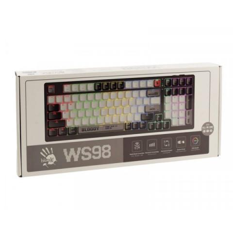 Механічна бездротова клавіатура A4Tech Bloody WS98 (Bloody Grey), сіро-біла