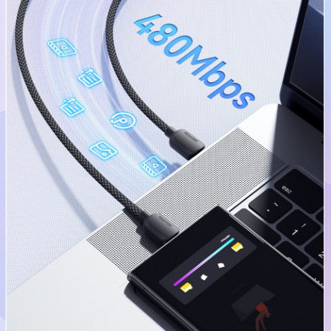 Кабель Essager Breeze USB Type-C - USB Type-C (M/M), 100W, 2 м Black (EXCTT1-WLA01-P)