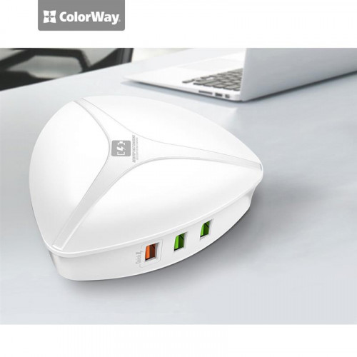Мережевий зарядний пристрій ColorWay (1USBx3A, 5USBx2.4A) QC3.0 White (CW-CHS06QW)